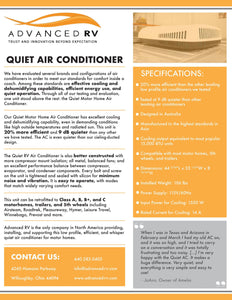 Quiet Air Conditioner for Motorhome Spec Sheet